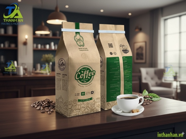 Túi giấy đựng cà phê giá sỉ, miễn phí thiết kế Mẫu túi cà phê in màu sang trọng