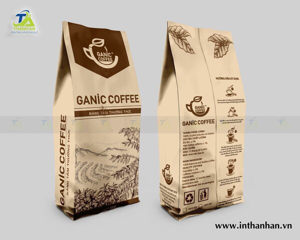 Túi giấy đựng cà phê giá sỉ, miễn phí thiết kế Mẫu túi được thực hiện bởi In Thanh An