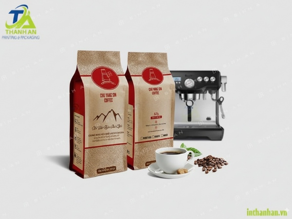 Túi giấy đựng cà phê giá sỉ, miễn phí thiết kế Mẫu túi in đựng cà phê bột
