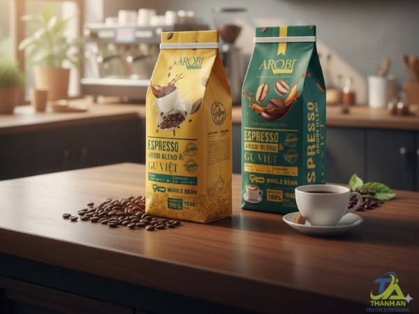 Túi giấy đựng cà phê giá sỉ, miễn phí thiết kế Mẫu túi cà phê sang trọng, thiết kế đẹp mắt