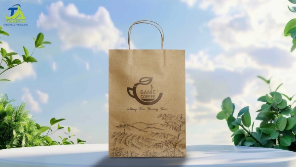 Túi giấy đựng cà phê giá sỉ, miễn phí thiết kế Mẫu túi giấy in ấn logo độc đáo, đẹp mắt