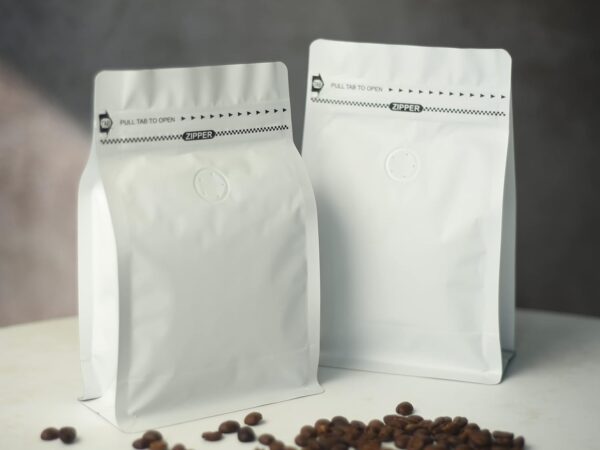 Túi zipper đựng cà phê 250gr màu trắng
