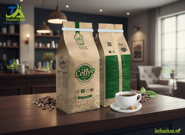 Bao bì cà phê kraft mang phong cách tối giản, thân thiện môi trường