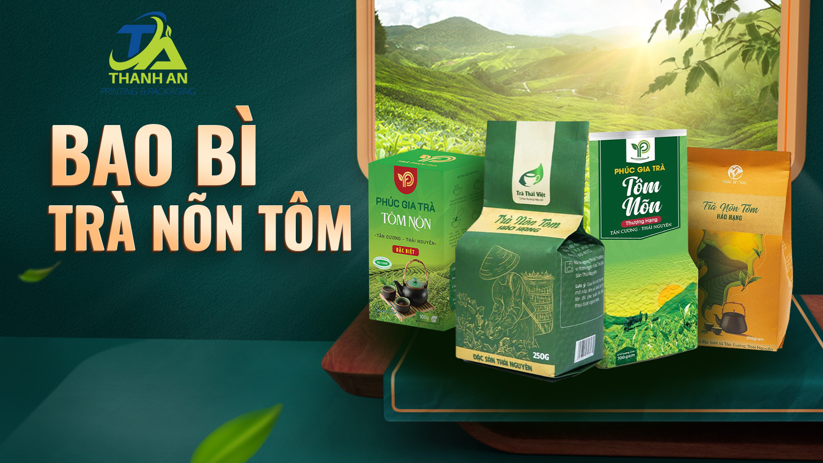 Bao bì đựng trà nõn tôm ghép màng nhôm