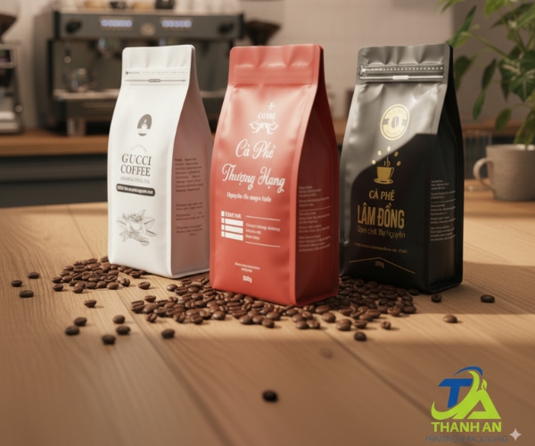 Mẫu túi zipper cà phê bền chắc, thẩm mỹ, giúp bảo quản hương vị sản phẩm