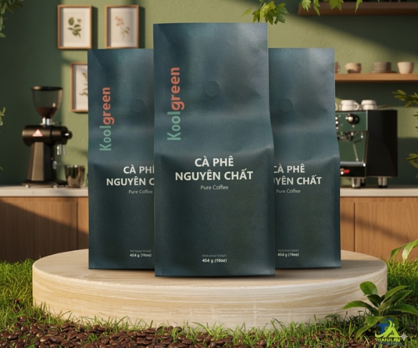 Mẫu bao bì cà phê phong cách hiện đại, tối giản nhưng không kém phần sang trọng