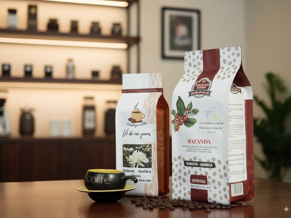 Xưởng sản xuất bao bì cafe chất lượng - In Thanh An Kích thước bao bì cafe sẽ dựa trên trọng lượng sản phẩm để thiết kế