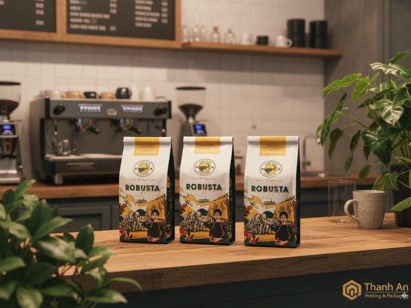 Xưởng sản xuất bao bì cafe chất lượng - In Thanh An Mẫu bao bì cà phê Robusta