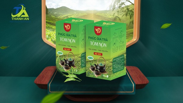 Mẫu bao bì trà dành cho quà biếu, in họa tiết nghệ thuật và thông tin sản phẩm rõ ràng