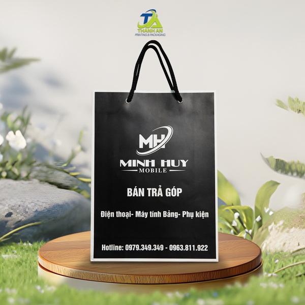 10+ mẫu in túi giấy đựng điện thoại giúp nâng tầm thương hiệu Mẫu túi giấy đứng in ấn đầy đủ thông tin thương hiệu