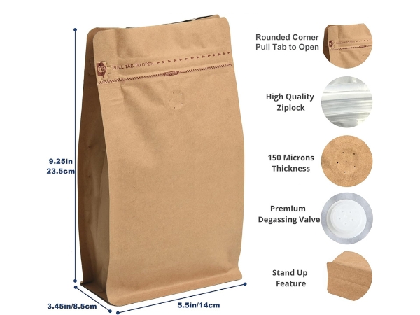 Túi zipper hút chân không đa dạng mẫu mã, chất lượng cao Túi giấy kraft có miệng zip