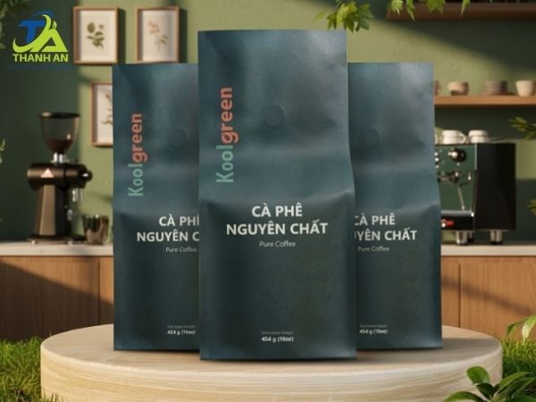In túi giấy kraft gấp miệng đựng cà phê đẹp, lấy nhanh Mẫu túi kraft phong cách hiện đại, sang trọng