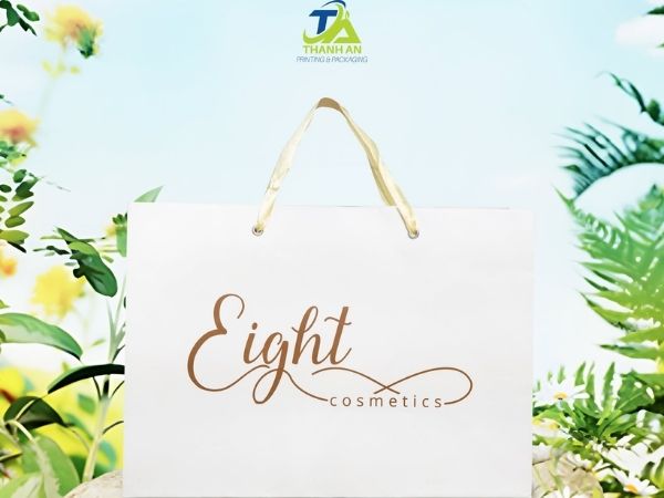 10+ mẫu túi giấy in logo nhận diện thương hiệu đẹp, giá rẻ Túi giấy Ivory cứng cáp có quai dây dù phù hợp đựng sản phẩm nặng