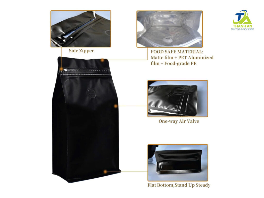 Túi zipper 8 cạnh màu đen túi zipper 8 cạnh màu đen