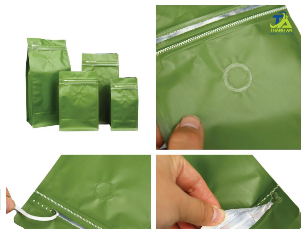 Túi zipper 8 cạnh màu xanh rêu Túi zipper 8 cạnh màu xanh rêu